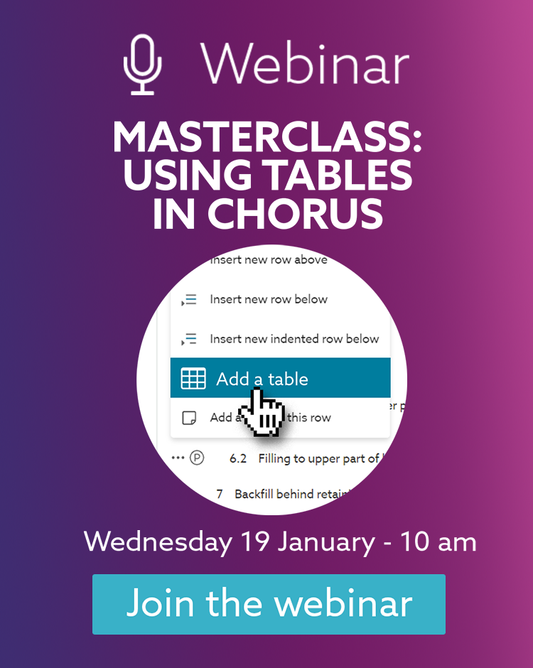 Chorus Masterclass: Using tables in your specification | NBS