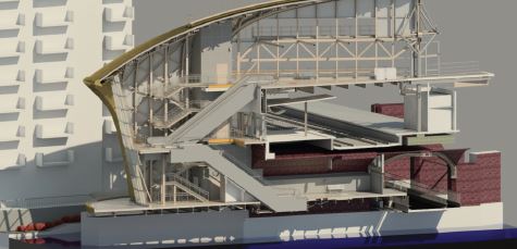 Leeds Station Southern Entrance: rendered 3D section