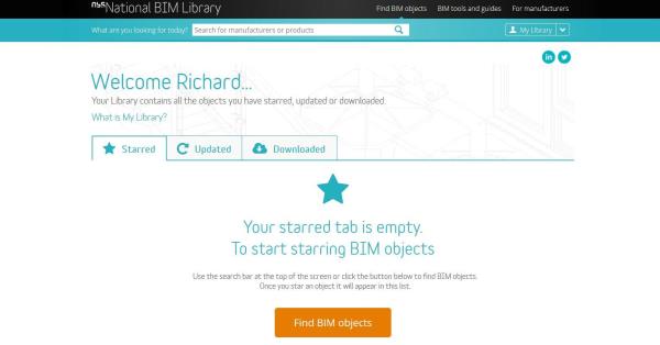 My Library section of the NBS National BIM Library