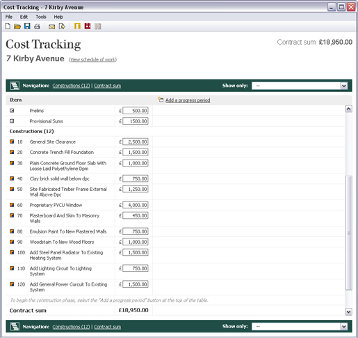 cost tracking within nbs scheduler nbs schedule of works