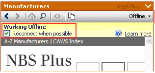 Working offline checkbox