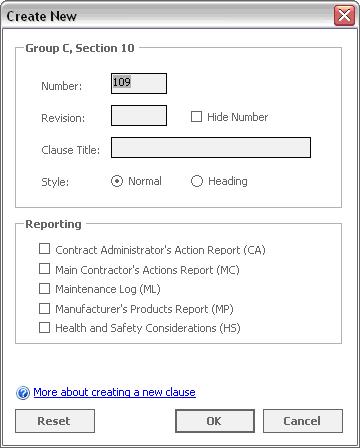 Screen-shot of the 'create new' window