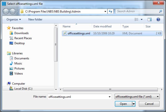 it was not possible to load your administrator settings file nbs