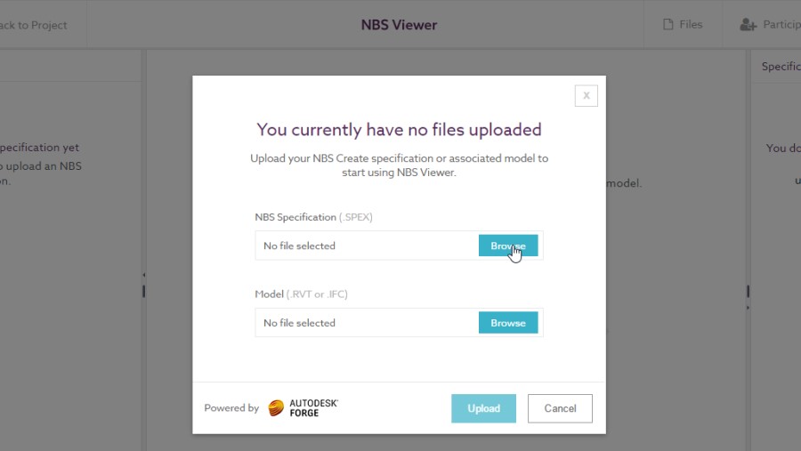 You currently have no files uploaded dialogue box