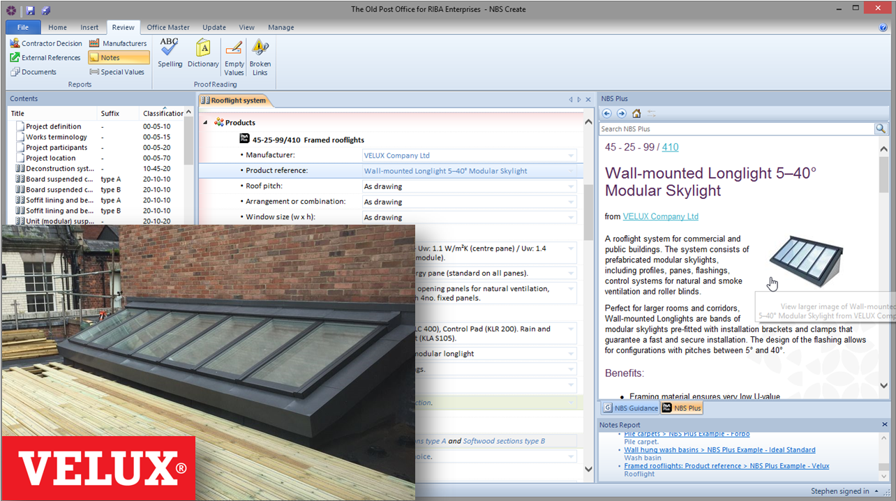 Example of manufacture product being specified and then installed on site.