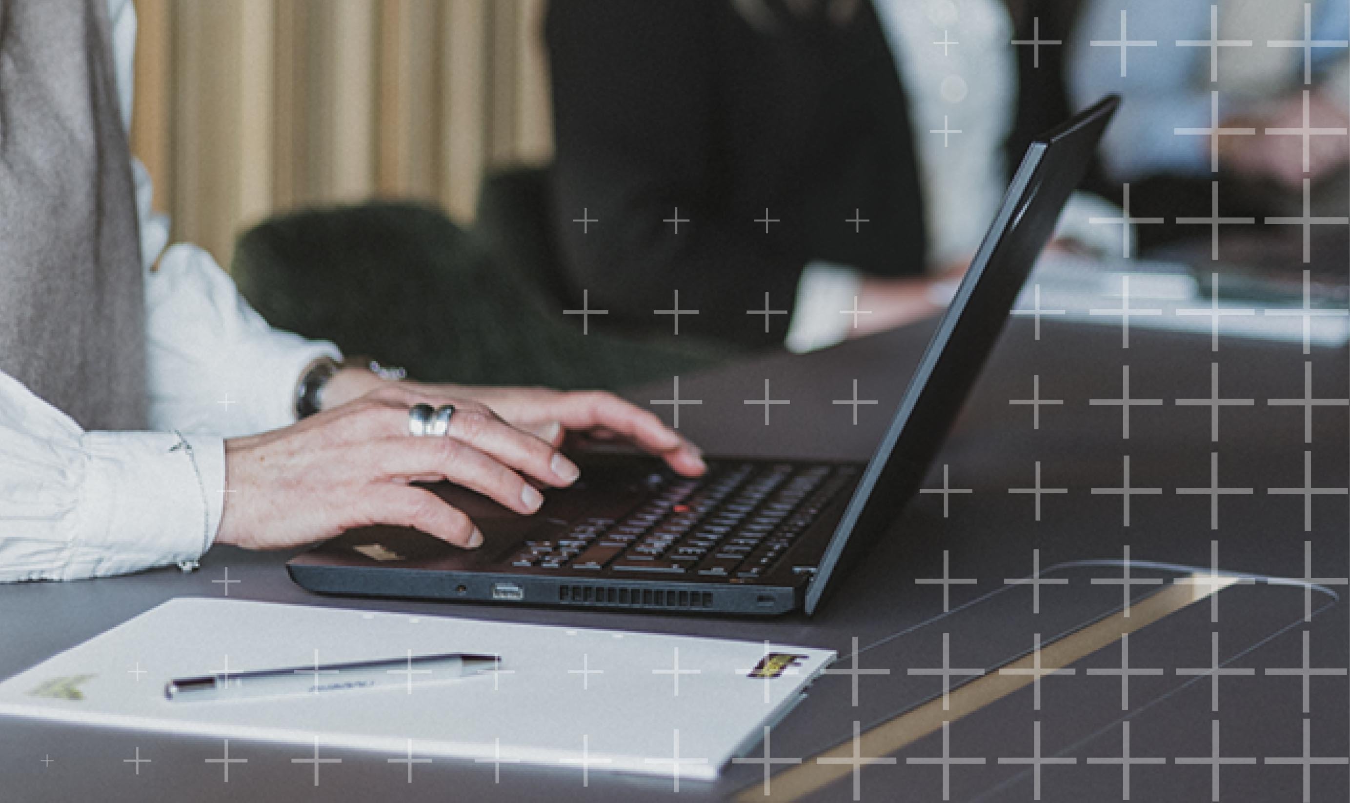 typing on a laptop